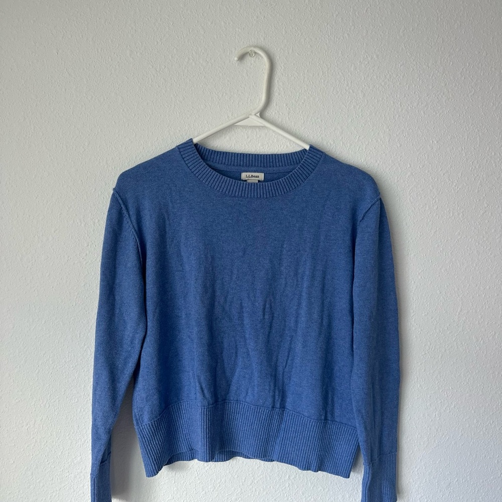 L.L. Bean Sky Blue Cotton/Cashmere Sweater, Crewneck Size XS